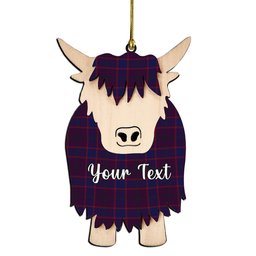 ScotsTee Shop Scottish Rutherford John Couple Tartan Highland Cow Ornament Acrylic