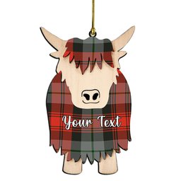 ScotsTee Shop Scottish MacLachlan Weathered Couple Tartan Highland Cow Ornament Acrylic