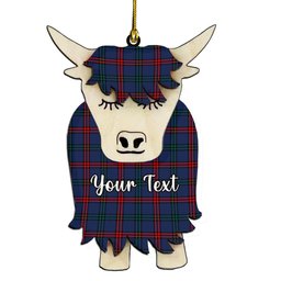 ScotsTee Shop Scottish Montgomery of Ayrshire Modern Couple Tartan Highland Cow Ornament Acrylic