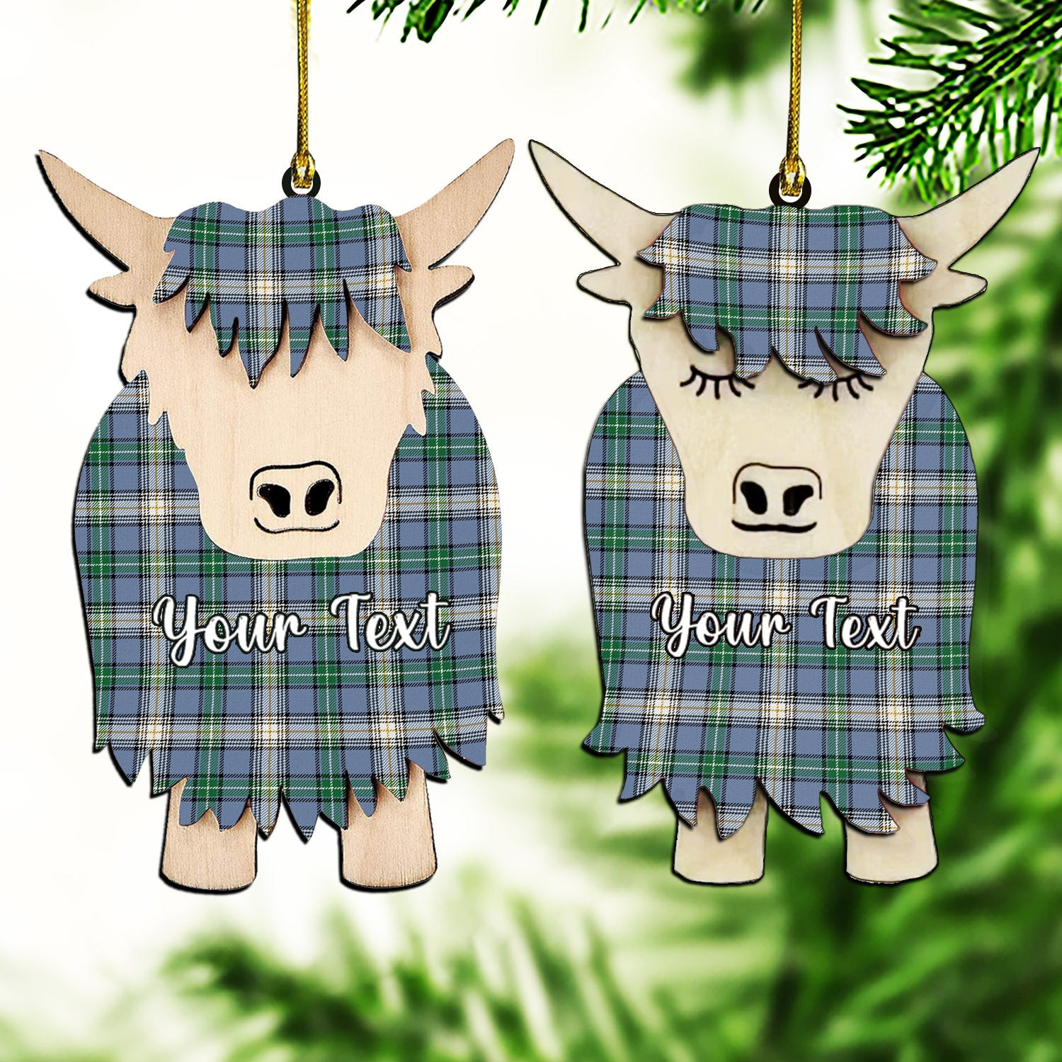ScotsTee Shop Scottish McDowall Ancient Couple Tartan Highland Cow Ornament Acrylic