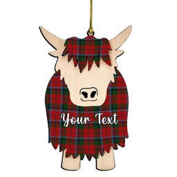 ScotsTee Shop Scottish Macnaghten Couple Tartan Highland Cow Ornament Acrylic