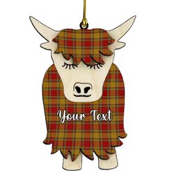 ScotsTee Shop Scottish Scrymgeour Couple Tartan Highland Cow Ornament Acrylic