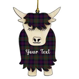 ScotsTee Shop Scottish MacDonald of Clanranald Couple Tartan Highland Cow Ornament Acrylic
