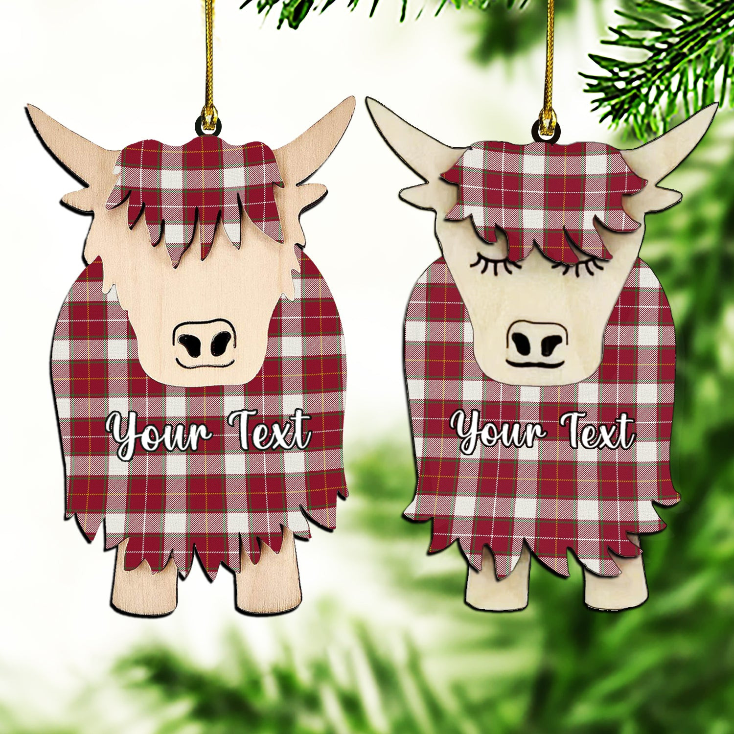 ScotsTee Shop Scottish MacFie Dress Modern Couple Tartan Highland Cow Ornament Acrylic