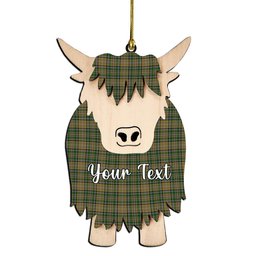 ScotsTee Shop Scottish O'Farrell Couple Tartan Highland Cow Ornament Acrylic