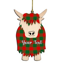ScotsTee Shop Scottish Moncreiffe Modern Couple Tartan Highland Cow Ornament Acrylic
