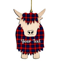 ScotsTee Shop Scottish MacLachlan Modern SC Couple Tartan Highland Cow Ornament Acrylic