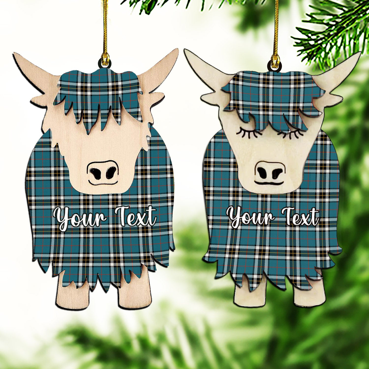 ScotsTee Shop Scottish McTavish Dress Ancient Couple Tartan Highland Cow Ornament Acrylic