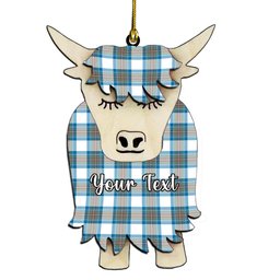 ScotsTee Shop Scottish Stewart Muted Blue Couple Tartan Highland Cow Ornament Acrylic