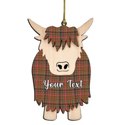 ScotsTee Shop Scottish Ogilvie (Ogilvy) of Strathallan Modern Couple Tartan Highland Cow Ornament Acrylic