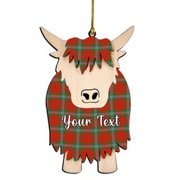 ScotsTee Shop Scottish MacLaine of Loch Buie Ancient Couple Tartan Highland Cow Ornament Acrylic