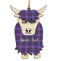 ScotsTee Shop Scottish Lang Ancient Clan Couple Tartan Highland Cow Ornament Acrylic