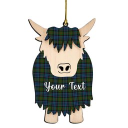 ScotsTee Shop Scottish Newlands of Lauriston Couple Tartan Highland Cow Ornament Acrylic
