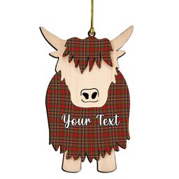 ScotsTee Shop Scottish MacPherson 2 Couple Tartan Highland Cow Ornament Acrylic