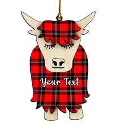 ScotsTee Shop Scottish Ramsay Modern Couple Tartan Highland Cow Ornament Acrylic