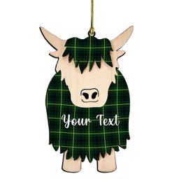 ScotsTee Shop Scottish MacArthur Modern Couple Tartan Highland Cow Ornament Acrylic
