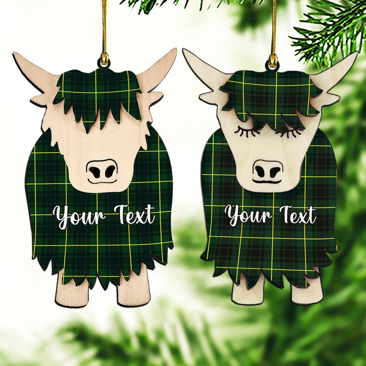 ScotsTee Shop Scottish MacArthur Modern Couple Tartan Highland Cow Ornament Acrylic
