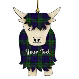 ScotsTee Shop Scottish MacKinlay 2_4 black stripes Couple Tartan Highland Cow Ornament Acrylic