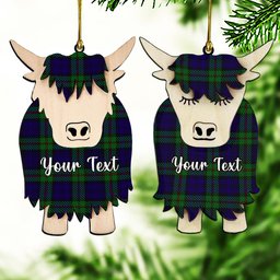 ScotsTee Shop Scottish MacKinlay 2_4 black stripes Couple Tartan Highland Cow Ornament Acrylic