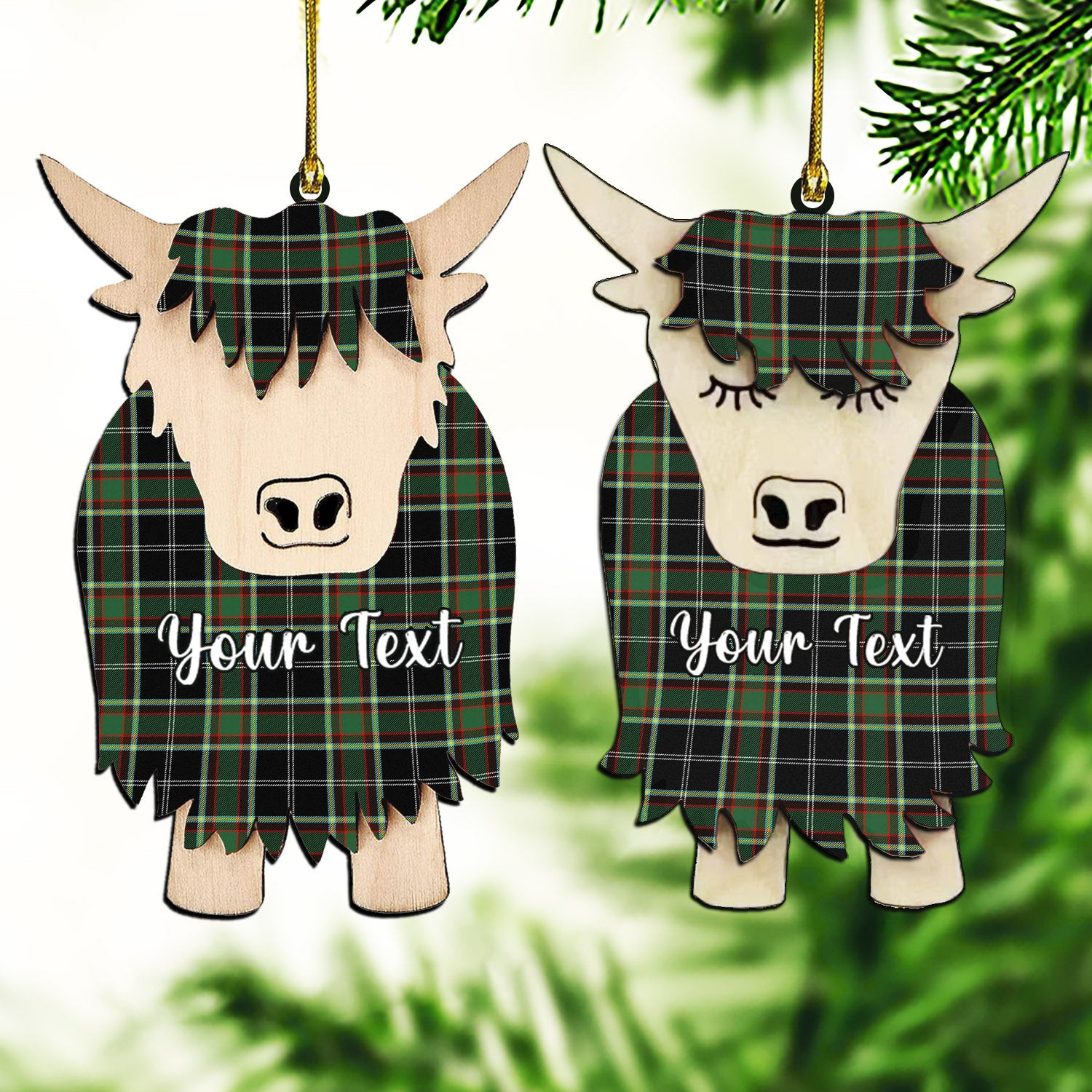 ScotsTee Shop Scottish Webster Modern Couple Tartan Highland Cow Ornament Acrylic