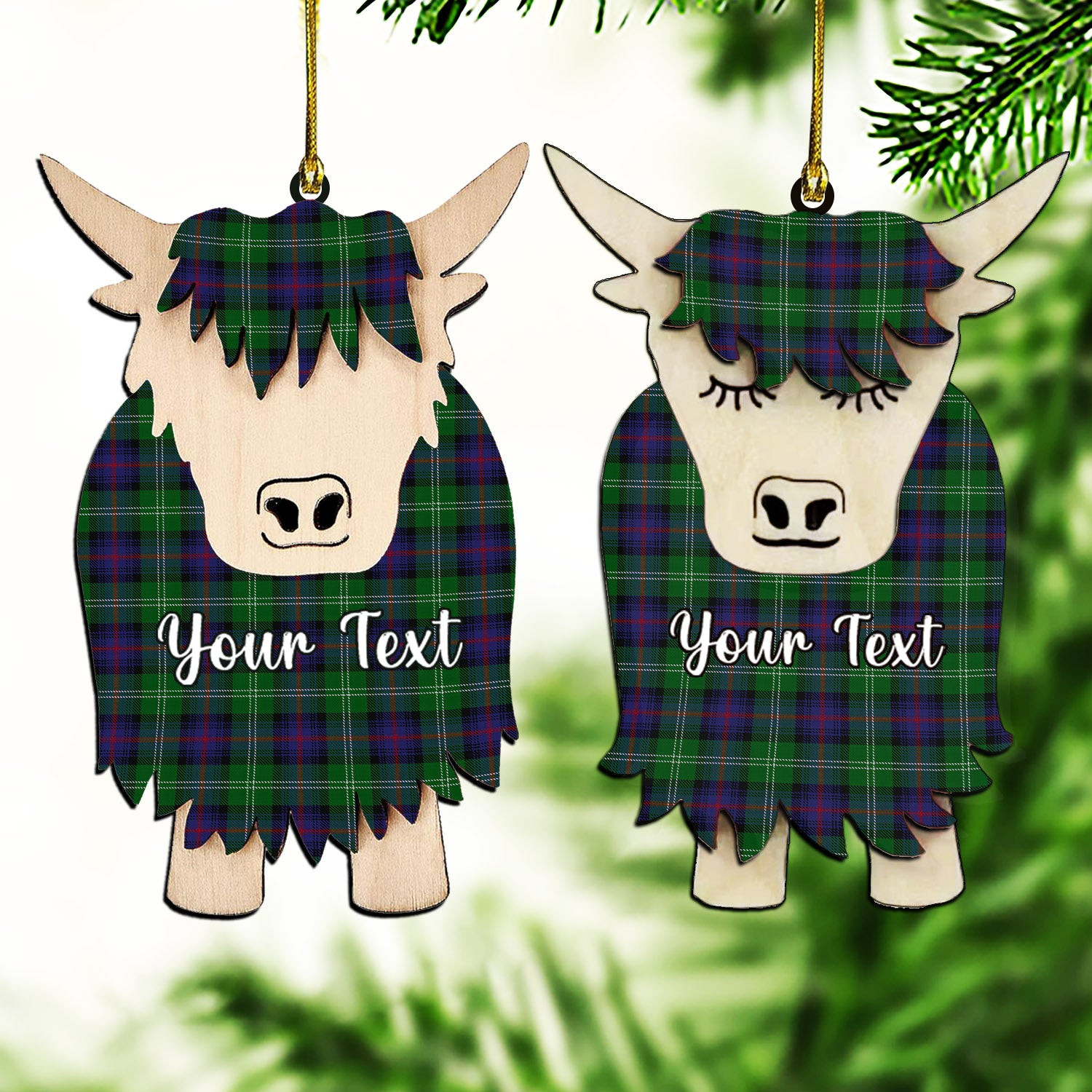 ScotsTee Shop Scottish Sutherland Couple Tartan Highland Cow Ornament Acrylic