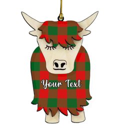 ScotsTee Shop Scottish Moncrieff Modern Couple Tartan Highland Cow Ornament Acrylic