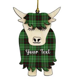 ScotsTee Shop Scottish McAulay of Lewis Ancient Couple Tartan Highland Cow Ornament Acrylic