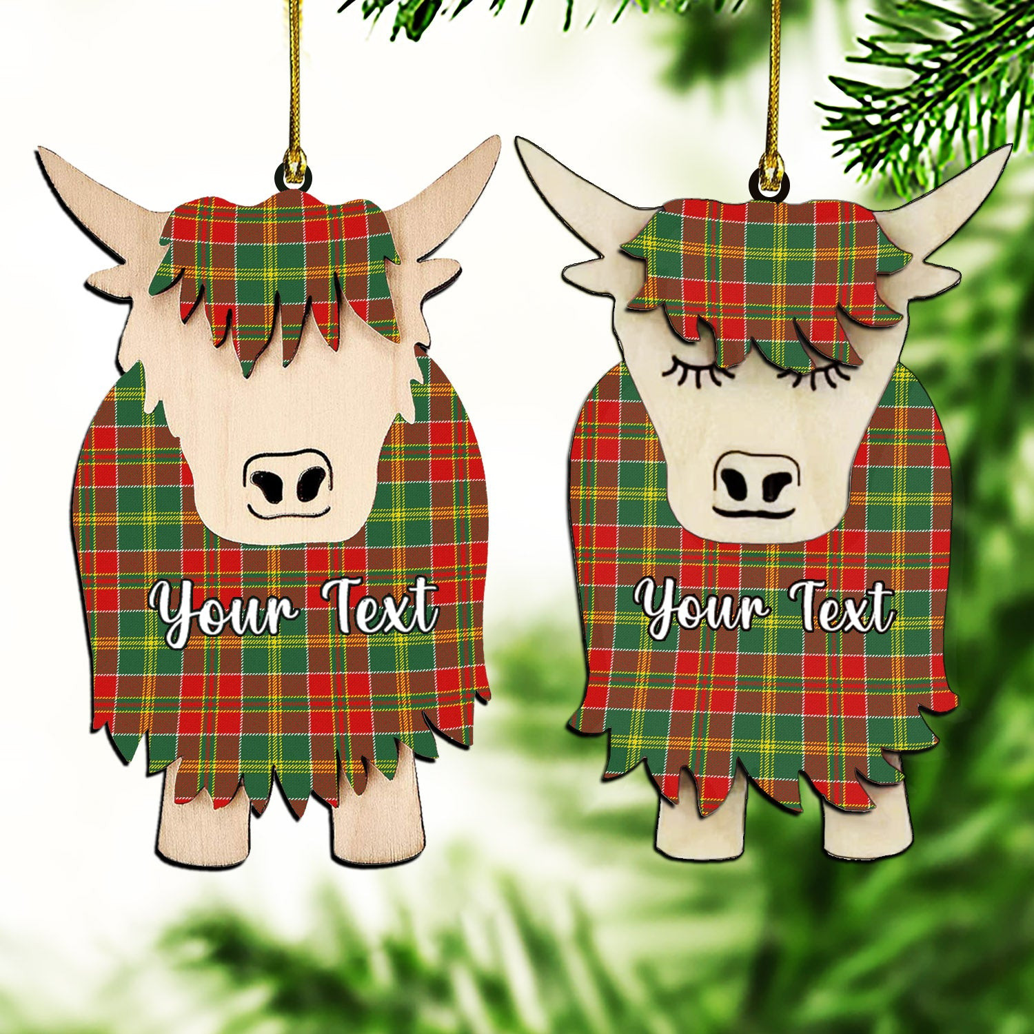 ScotsTee Shop Scottish McDonald of Kingsburgh Modern Couple Tartan Highland Cow Ornament Acrylic