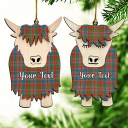 ScotsTee Shop Scottish MacDonald of Boisdale Ancient Couple Tartan Highland Cow Ornament Acrylic