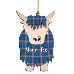 ScotsTee Shop Scottish Kinnaird Ancient Couple Tartan Highland Cow Ornament Acrylic
