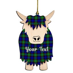 ScotsTee Shop Scottish Sempill Modern Couple Tartan Highland Cow Ornament Acrylic