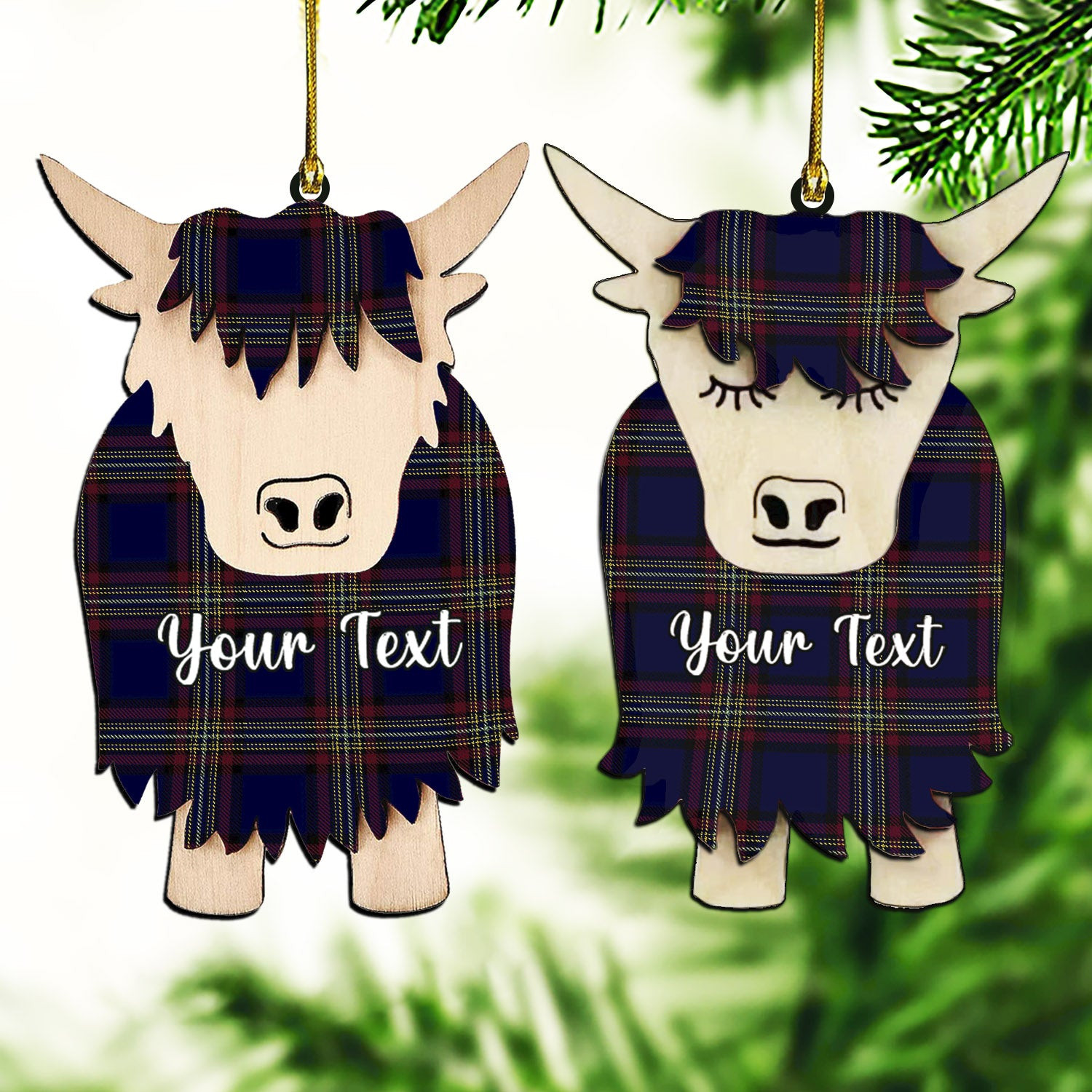 ScotsTee Shop Scottish York Regional Police Couple Tartan Highland Cow Ornament Acrylic
