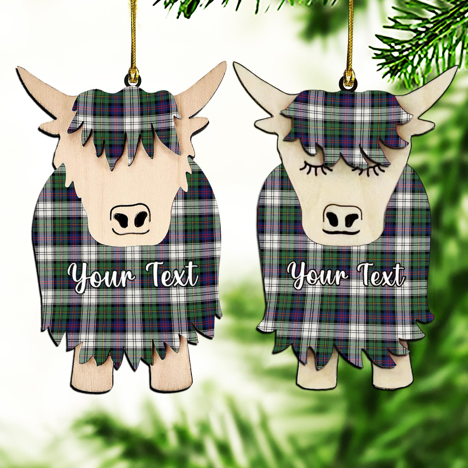 ScotsTee Shop Scottish MacCallum Dress Modern Couple Tartan Highland Cow Ornament Acrylic