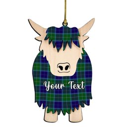 ScotsTee Shop Scottish Wallace Blue Couple Tartan Highland Cow Ornament Acrylic