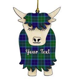 ScotsTee Shop Scottish Wallace Blue Couple Tartan Highland Cow Ornament Acrylic