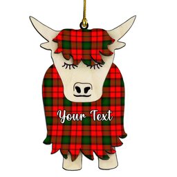 ScotsTee Shop Scottish Kerr Modern Couple Tartan Highland Cow Ornament Acrylic