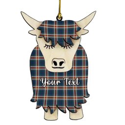 ScotsTee Shop Scottish Yusra (Malay) Couple Tartan Highland Cow Ornament Acrylic