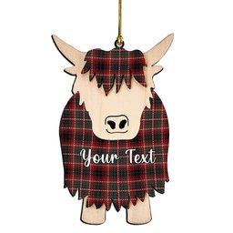 ScotsTee Shop Scottish Innes of Cowie Modern Couple Tartan Highland Cow Ornament Acrylic