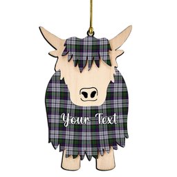 ScotsTee Shop Scottish Malcolm Dress Lochcarron 2005 Couple Tartan Highland Cow Ornament Acrylic