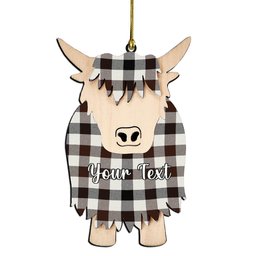 ScotsTee Shop Scottish Hogg Modern Couple Tartan Highland Cow Ornament Acrylic