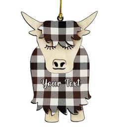 ScotsTee Shop Scottish Hogg Modern Couple Tartan Highland Cow Ornament Acrylic