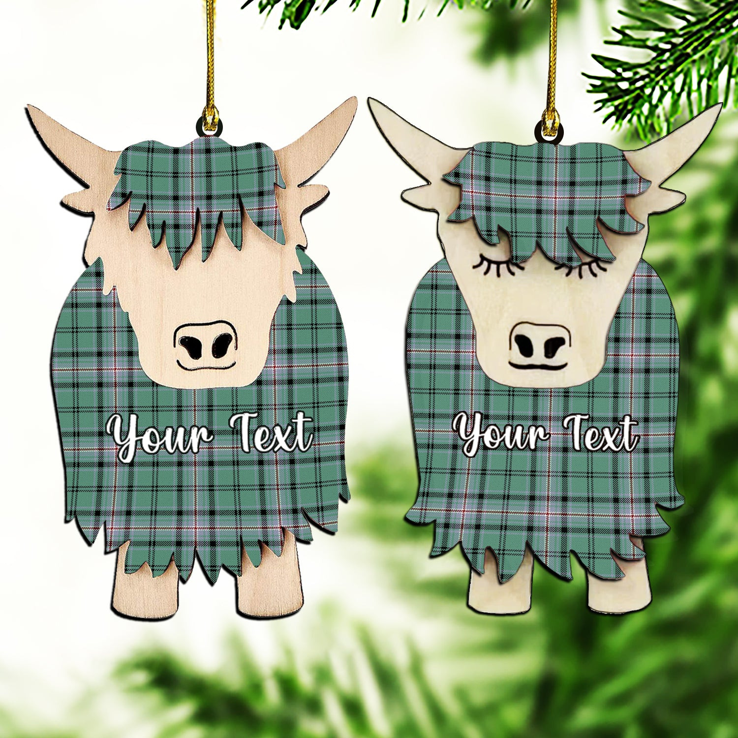 ScotsTee Shop Scottish Kelly of Sleat Hunting Ancient Couple Tartan Highland Cow Ornament Acrylic
