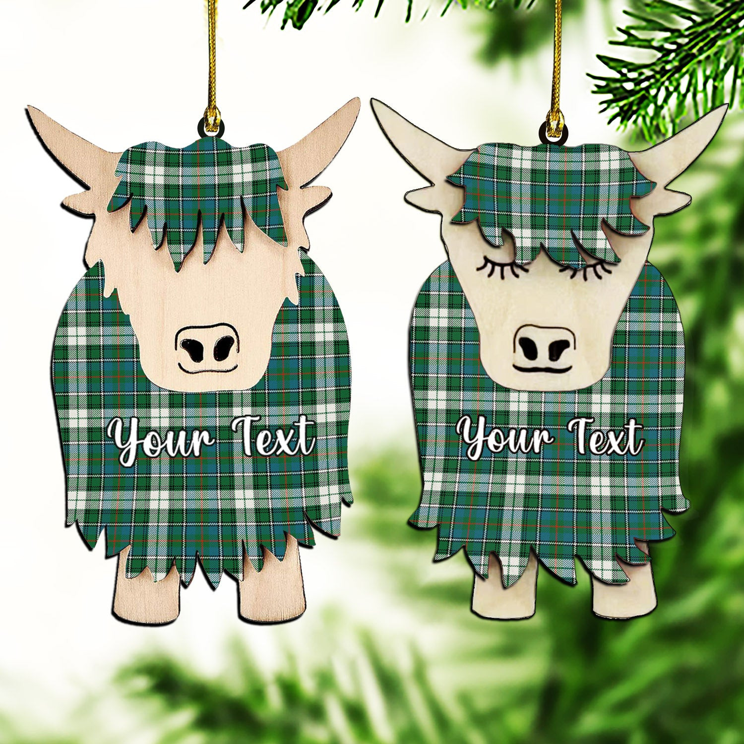 ScotsTee Shop Scottish McInnes Dress Ancient Couple Tartan Highland Cow Ornament Acrylic