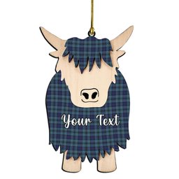 ScotsTee Shop Scottish Hannay Blue Couple Tartan Highland Cow Ornament Acrylic