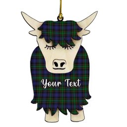 ScotsTee Shop Scottish Mowat Clans Originaux Couple Tartan Highland Cow Ornament Acrylic