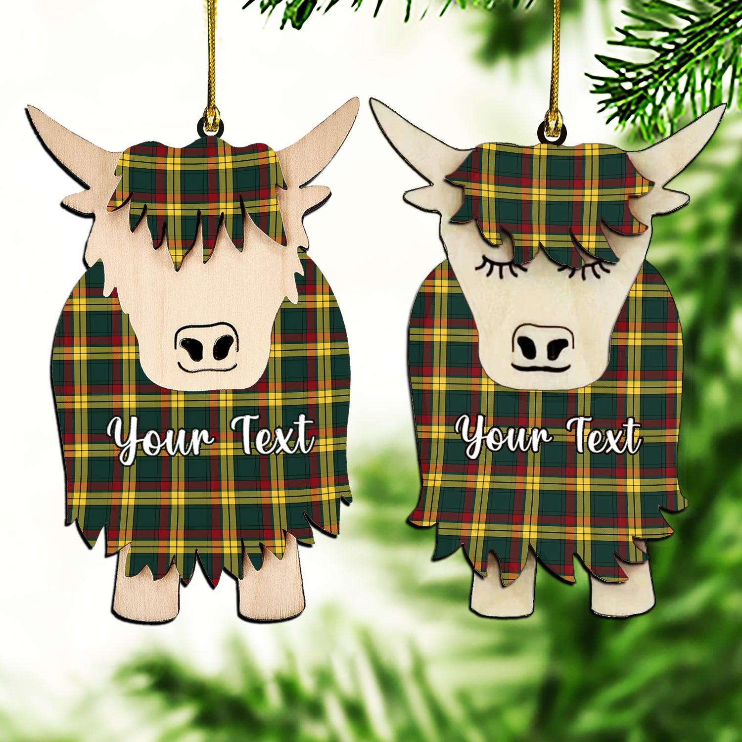 ScotsTee Shop Scottish MacMillan Old Modern Couple Tartan Highland Cow Ornament Acrylic