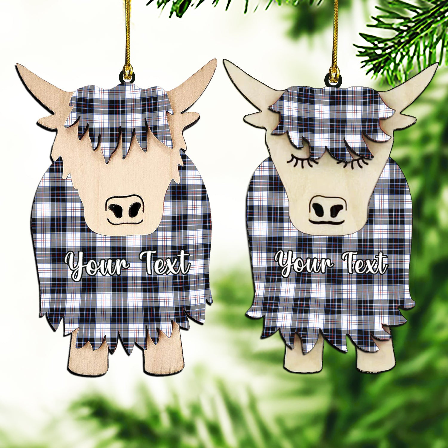 ScotsTee Shop Scottish MacRae Dress Modern Couple Tartan Highland Cow Ornament Acrylic