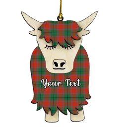 ScotsTee Shop Scottish MacPhail Blue Bands Ancient Couple Tartan Highland Cow Ornament Acrylic