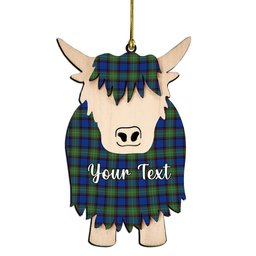 ScotsTee Shop Scottish Sinclair-Brown Modern Couple Tartan Highland Cow Ornament Acrylic