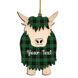 ScotsTee Shop Scottish McArthur-Fox Hunting Ancient Couple Tartan Highland Cow Ornament Acrylic